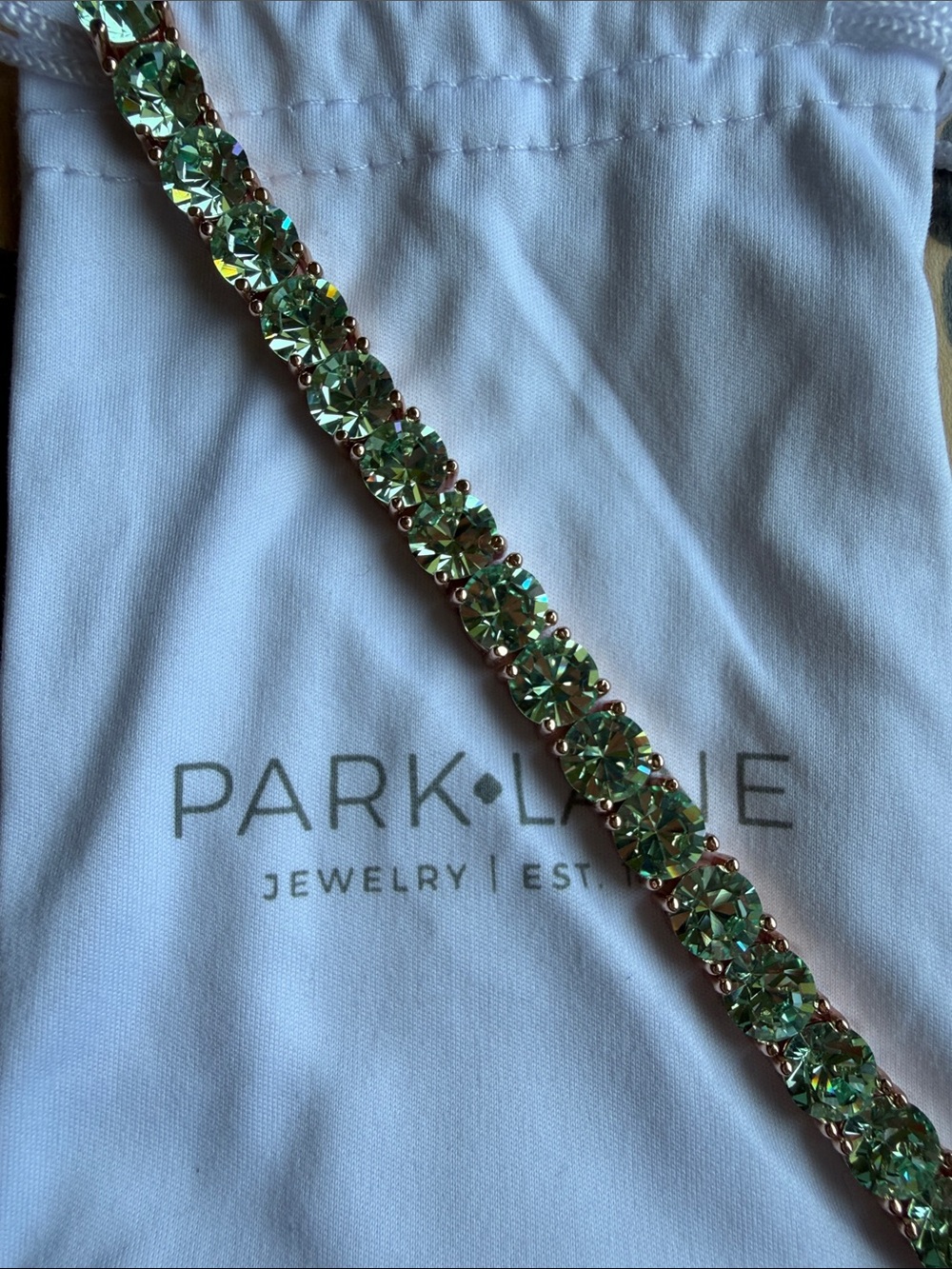 Park Lane Rose Gold-Tone Bracelet with Green Crystals